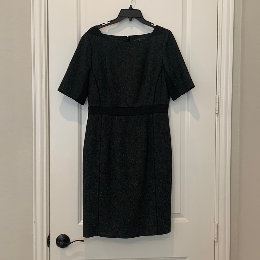 Antonio Melani mid length black dress, Black, size 10, short sleeve